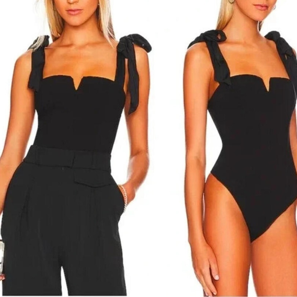 Intimately Free People Lola Bodysuit Tie Strap Sleeveless Black Size Small